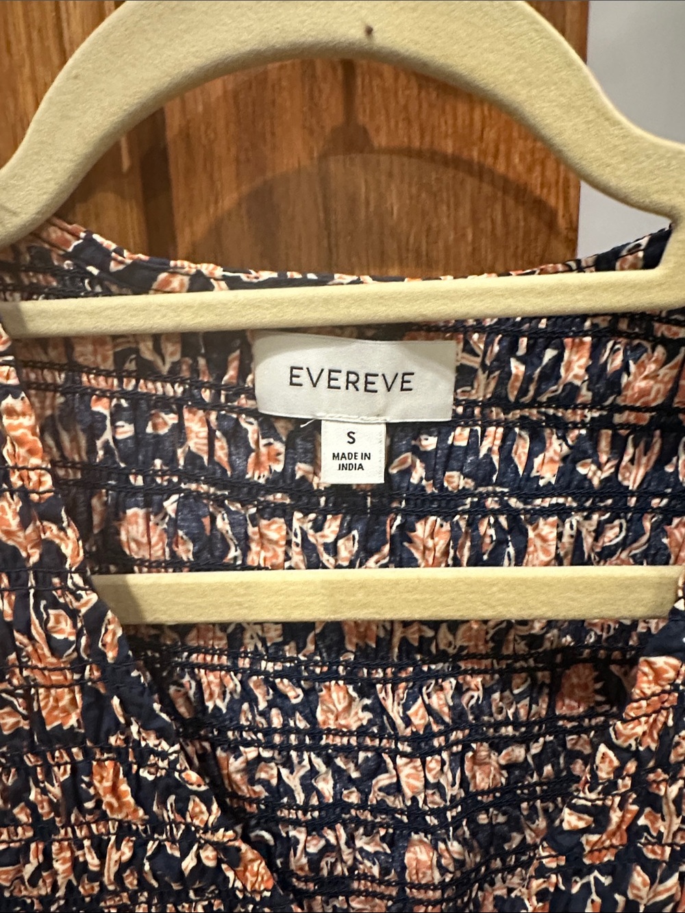 Evereve Navy Floral Smocked Tank with Peach Accents - Picture 2 of 6